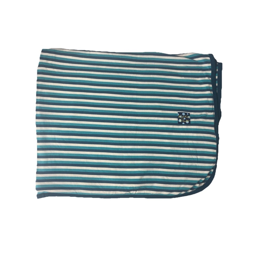 Kickee Pants Swaddle Blanket Blue White Stripe